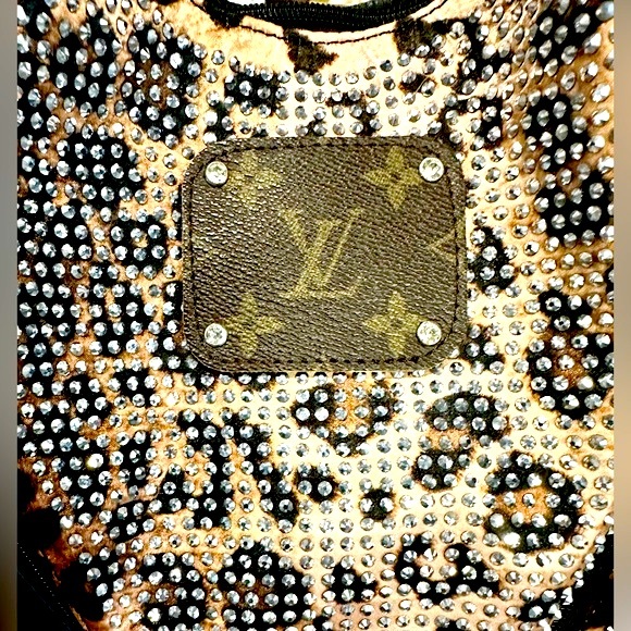 NWT Sandra Ling Leopard Bling Upcycled Hobo Bag - Picture 16 of 16